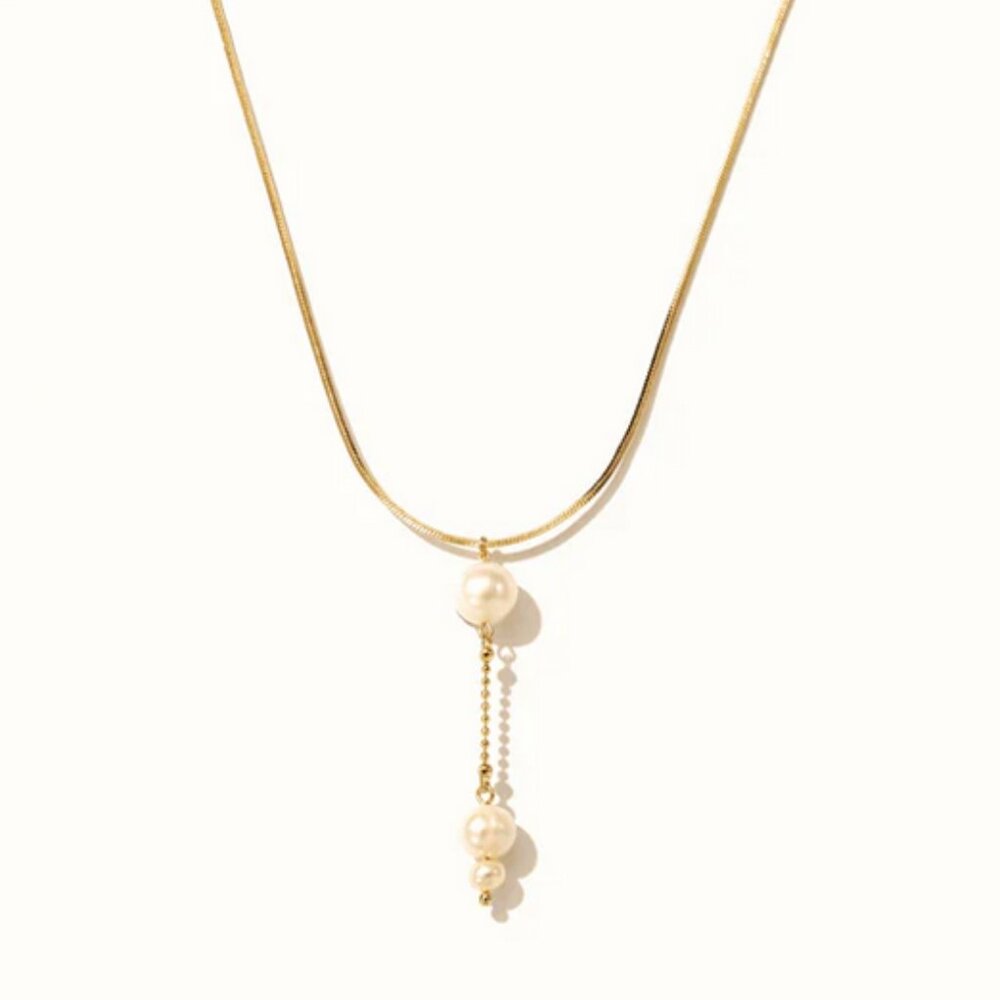 NWT Artsory Remi Pearl Drop Snake Chain Necklace